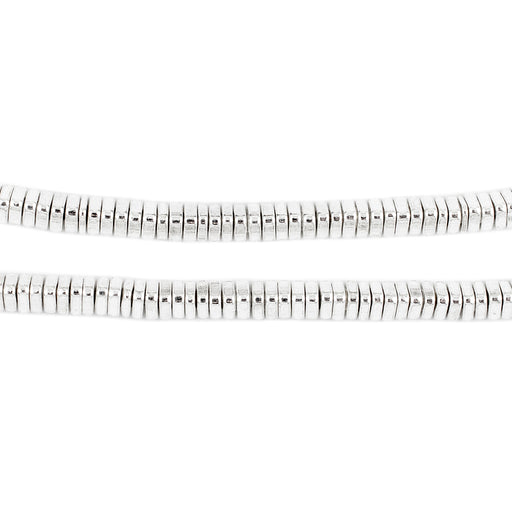 Faceted Shiny Silver Triangle Heishi Beads (4mm, 16 Inch Strand)