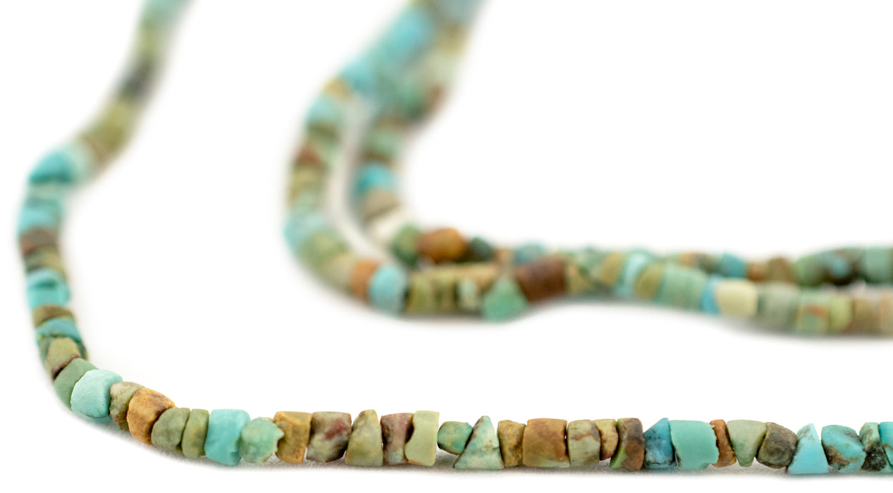 Green Cylindrical Afghani Turquoise Heishi Beads (2mm) - The Bead Chest