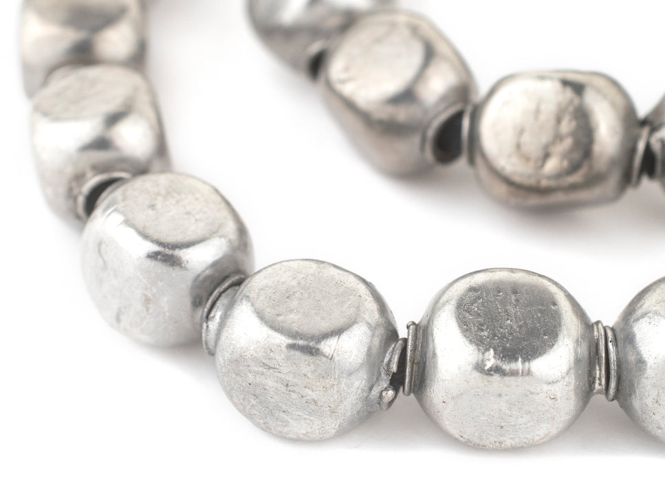 Silver Rounded Rectangular Hollow Tribal Beads (18mm) - The Bead Chest