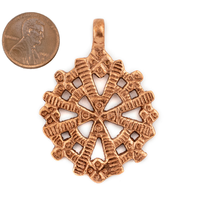 Copper Radiating Coptic Cross Pendant (38x52mm) - The Bead Chest