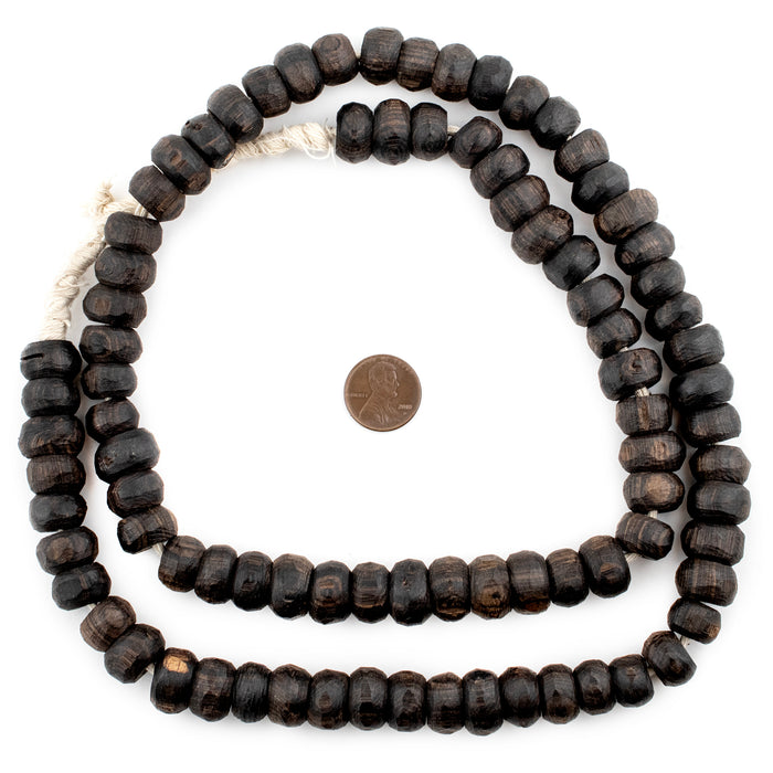 Rondelle Ebony Wood Beads (14mm) - The Bead Chest