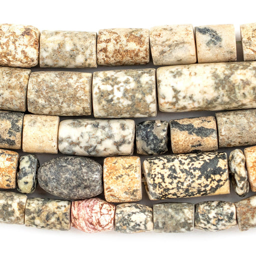 Ancient Beige Cylindrical Mali Granite Beads - The Bead Chest