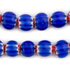 Round Blue Chevron Beads (15mm)