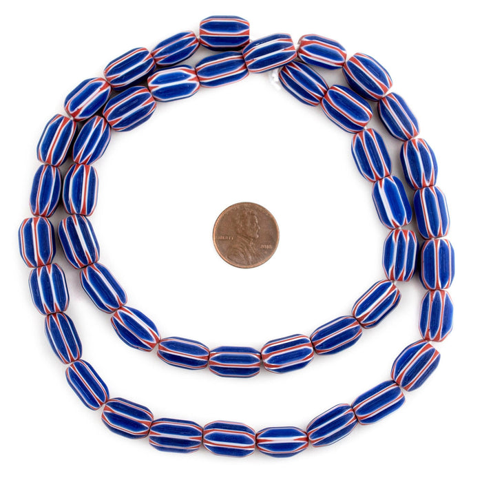 Blue Chevron Beads (14x10mm) - The Bead Chest