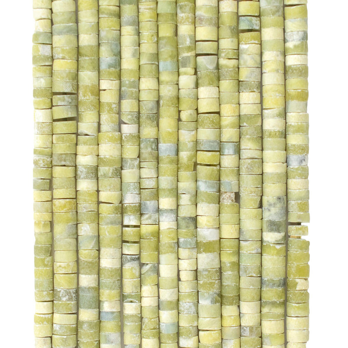 Pastel Green Cylindrical Calcite Heishi Beads (3mm) - The Bead Chest
