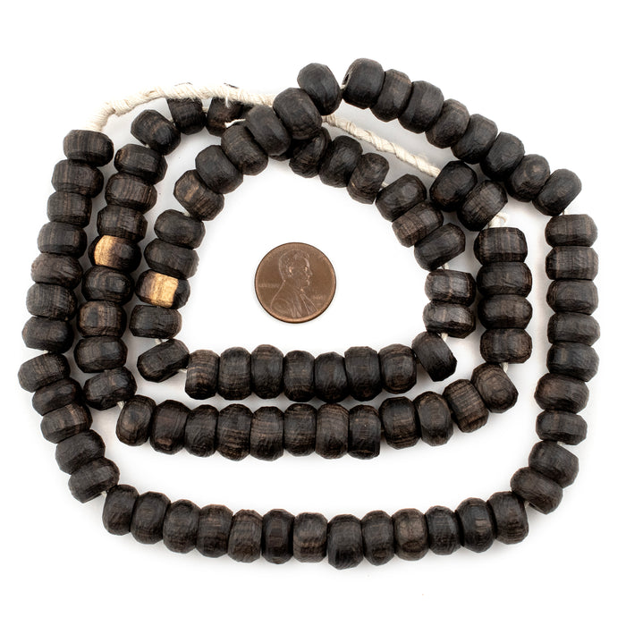 Rondelle Ebony Wood Beads (12mm) - The Bead Chest