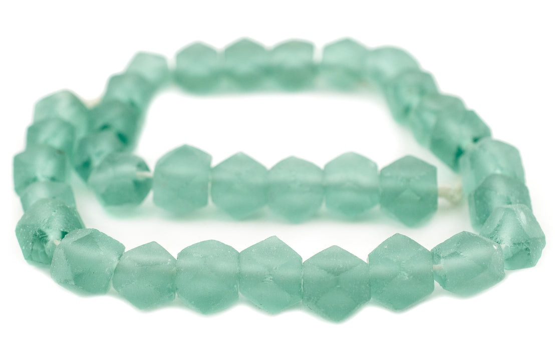 Clear Marine Diamond Cut Recycled Java Sea Glass Beads - The Bead Chest