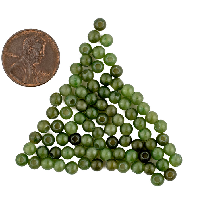 Round Moss Green Aventurine Beads (4mm, Set of 100) - The Bead Chest