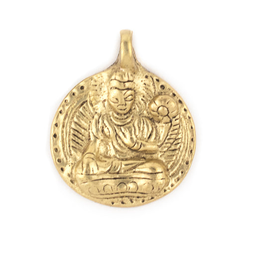 Round Brass Buddha Pendant (28x34mm) - The Bead Chest