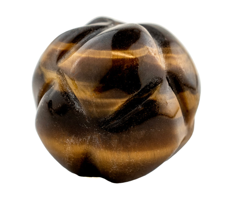 Carved Round Tiger Eye Bead (Single Bead, 20mm) - The Bead Chest