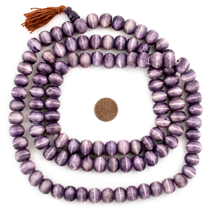 Purple Bone Mala Prayer Beads (12mm) - The Bead Chest