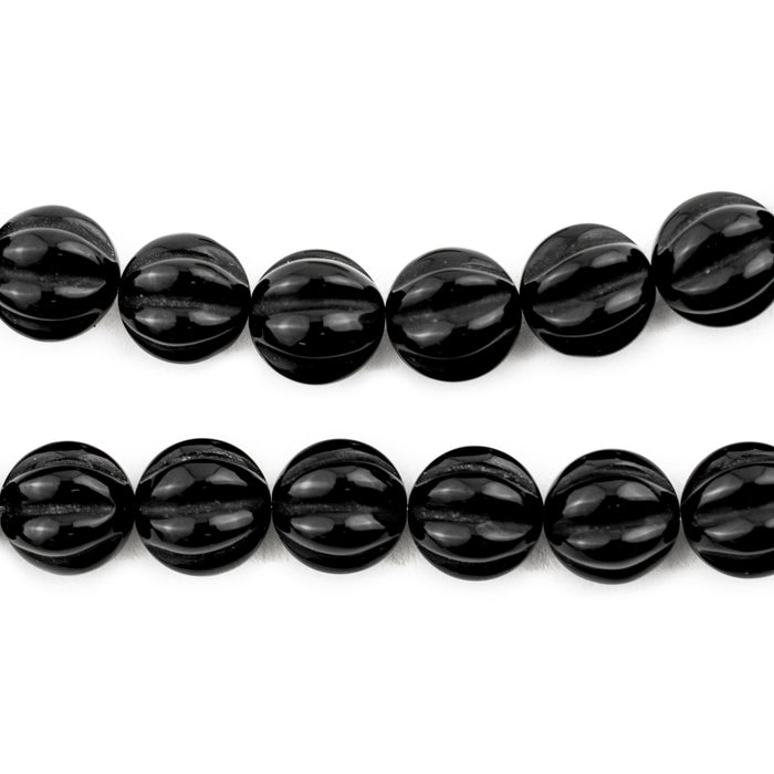 Carved Watermelon Round Onyx Beads (10mm) - The Bead Chest