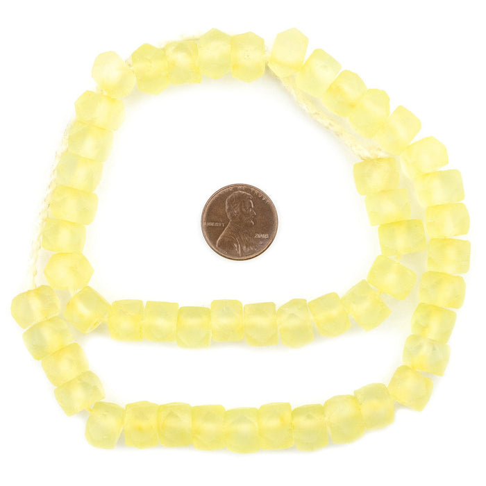 Pastel Yellow Faceted Recycled Java Sea Glass Beads - The Bead Chest