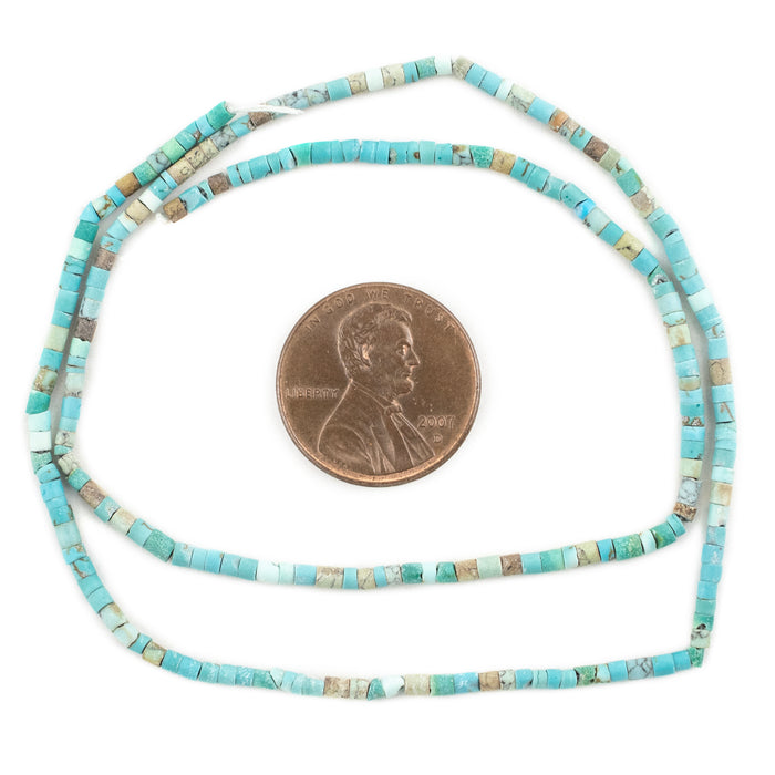Cylindrical Afghani Turquoise Beads (2.5mm) - The Bead Chest