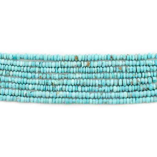 Tiny Blue Turquoise Stone Saucer Heishi Beads (2mm) - The Bead Chest