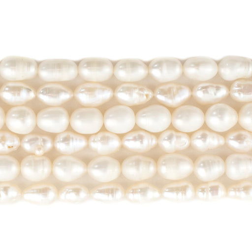 Smooth White Oval Vintage Japanese Pearl Beads (4-6mm) - The Bead Chest