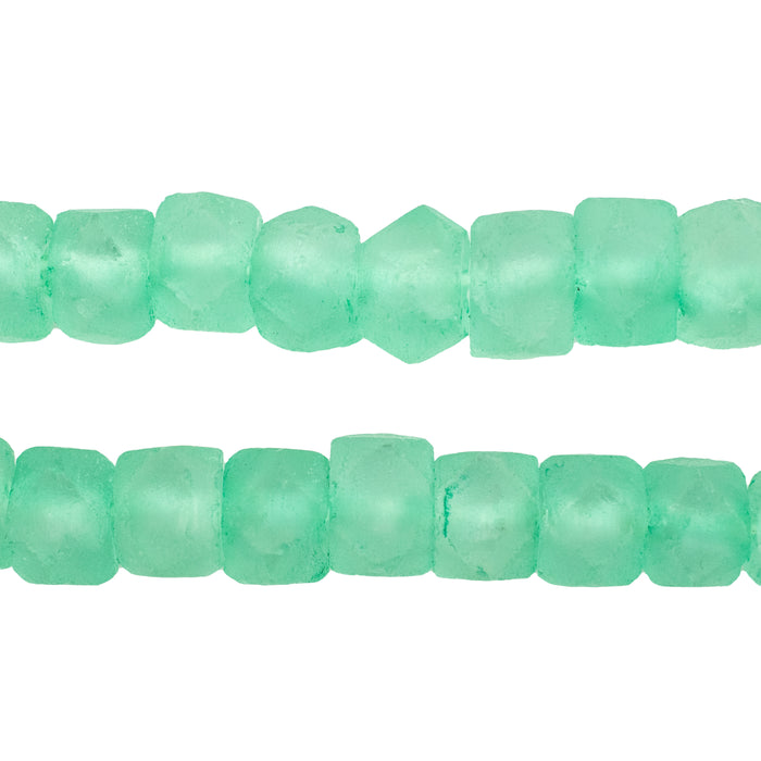 Fern Green Faceted Recycled Java Sea Glass Beads - The Bead Chest
