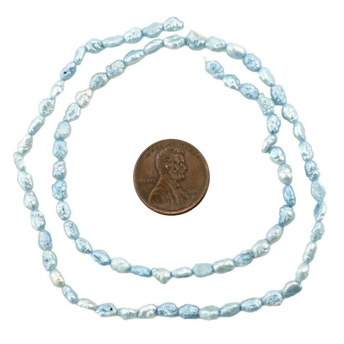 Light Blue Vintage Japanese Rice Pearl Beads (3mm) - The Bead Chest