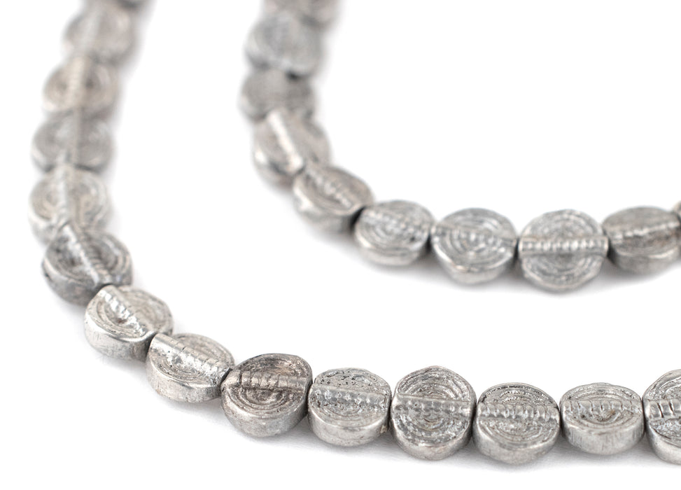 Baule-Style Circular Silver Beads (7mm) - The Bead Chest