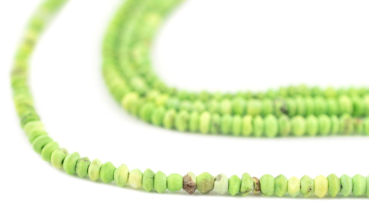 Lime Green Tibetan Turquoise Saucer Beads (2.5mm) - The Bead Chest