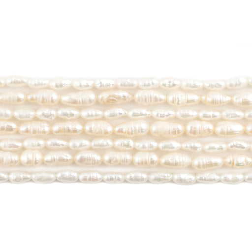Smooth White Lined Vintage Japanese Pearl Heishi Beads (4mm) - The Bead Chest