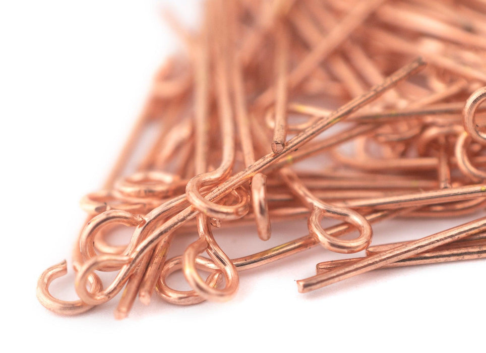 Copper 21 Gauge 1 Inch Eye Pins (Approx 100 pieces) - The Bead Chest