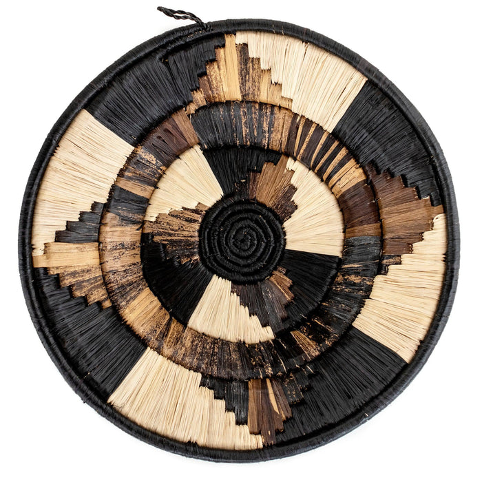 Brown & Black Ugandan Spiral Pattern Basket (Large) - The Bead Chest
