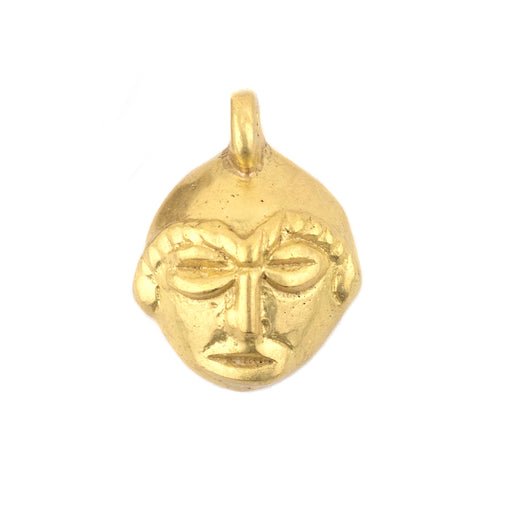 Round African Bright Brass Mask Pendant (21x27mm)