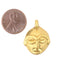 Round African Bright Brass Mask Pendant (21x27mm) - The Bead Chest