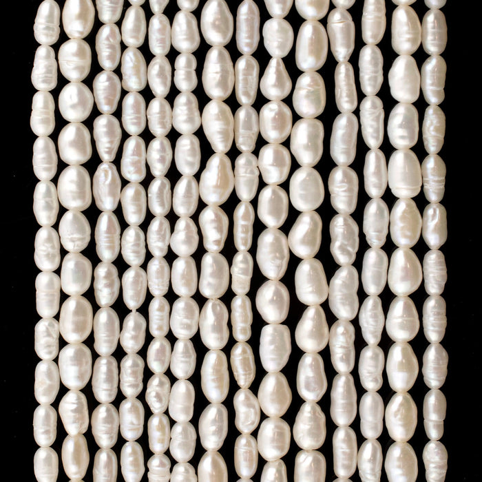 Textured White Vintage Japanese Rice Pearl Beads (3-4mm) - The Bead Chest