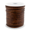 2.0mm Dark Brown Distressed Round Leather Cord (75ft)