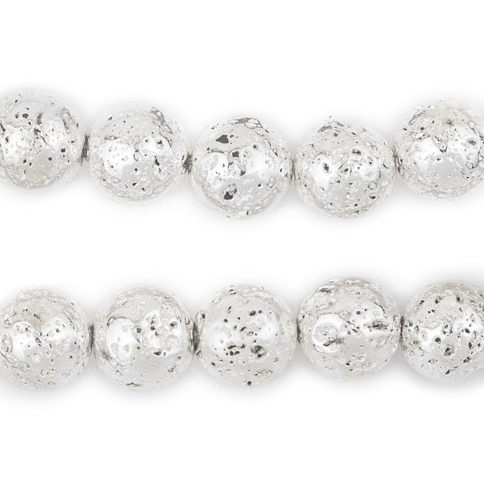 Silver Electroplated Lava Beads (12mm) - The Bead Chest