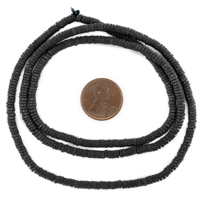 Midnight Black Patterned Gear Beads (3mm) - The Bead Chest