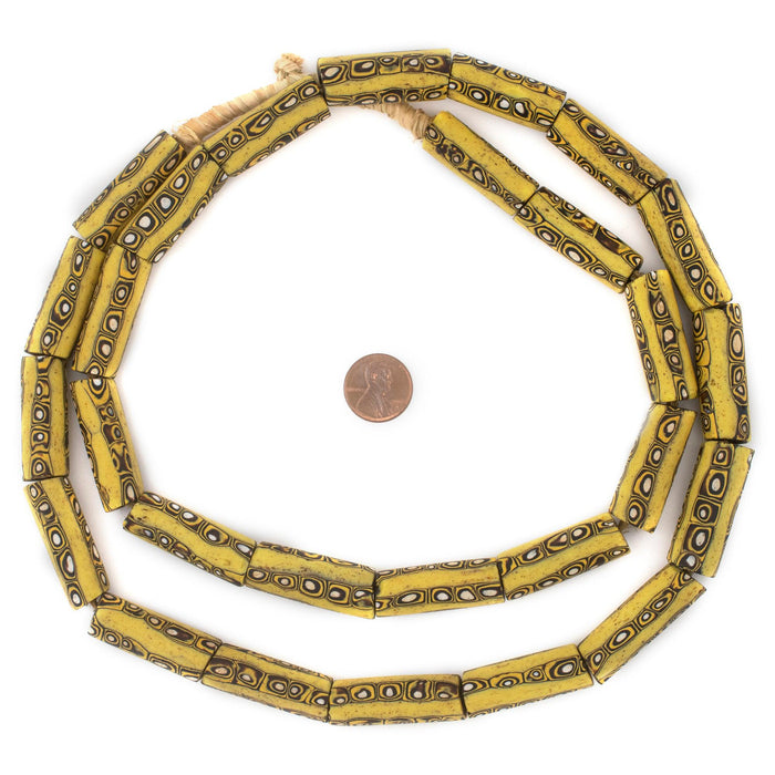 Yellow Antique Matching Venetian Millefiori Trade Beads - The Bead Chest