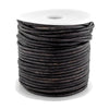 2.5mm Black Distressed Round Leather Cord (75ft)