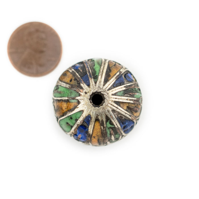 Blue Mix Multicolor Enamel Berber Bicone Bead - The Bead Chest