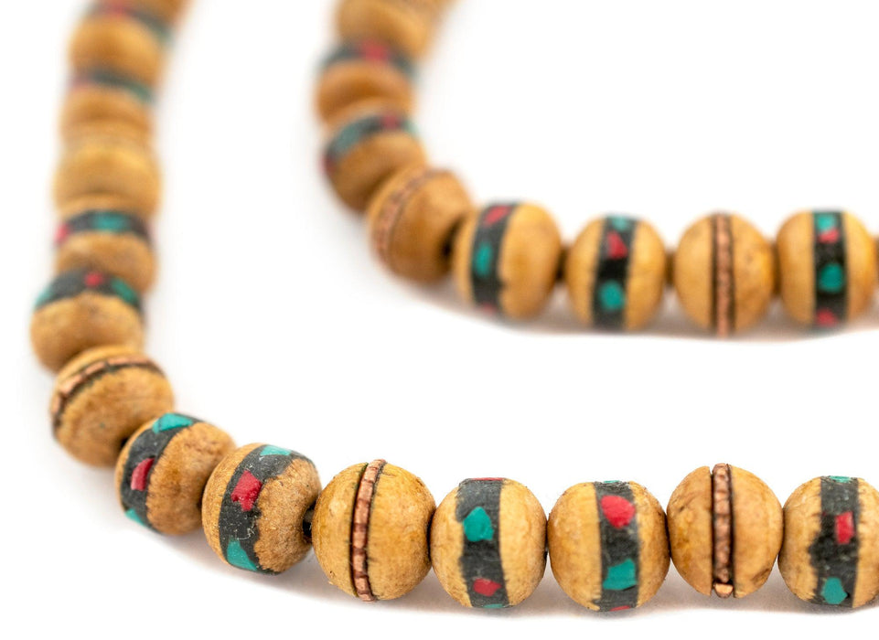 Inlaid Wood Mala Beads (8mm) - The Bead Chest