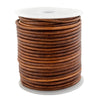 3.0mm Brown Distressed Round Leather Cord (75ft)