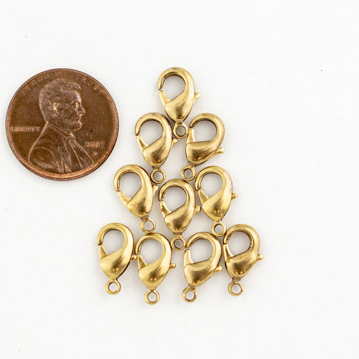 Brass Lobster Clasps (12mm, Set of 10) - The Bead Chest
