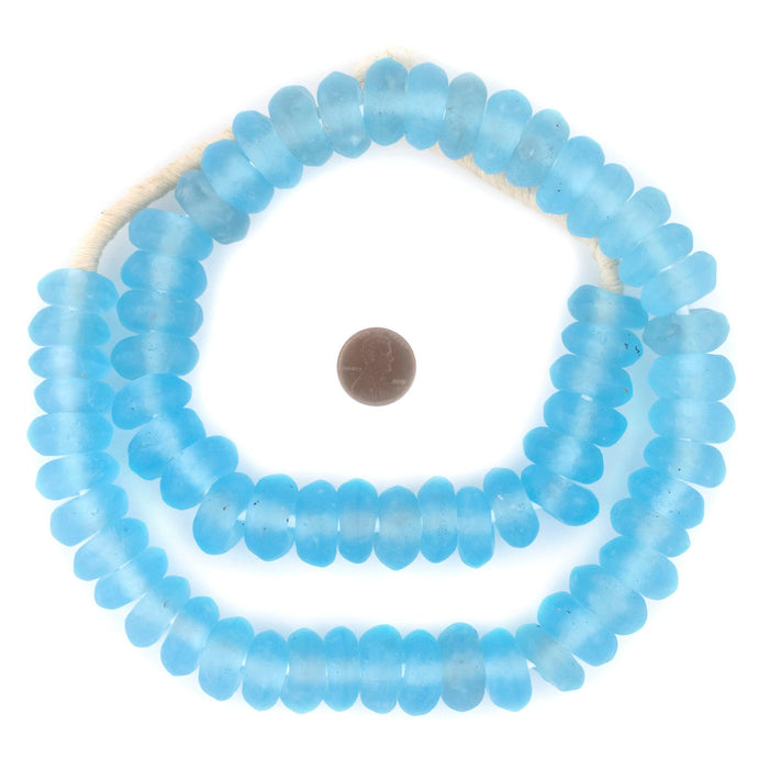 Jumbo Baby Blue Rondelle Recycled Glass Beads - The Bead Chest