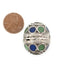 Blue and Green Enamel Oval Berber Bead (23mm) - The Bead Chest