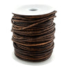 3.0mm Dark Brown Distressed Round Leather Cord (75ft)