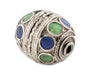Blue and Green Enamel Oval Berber Bead (23mm) - The Bead Chest