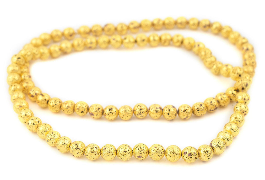 Gold Electroplated Lava Beads (8mm) - The Bead Chest