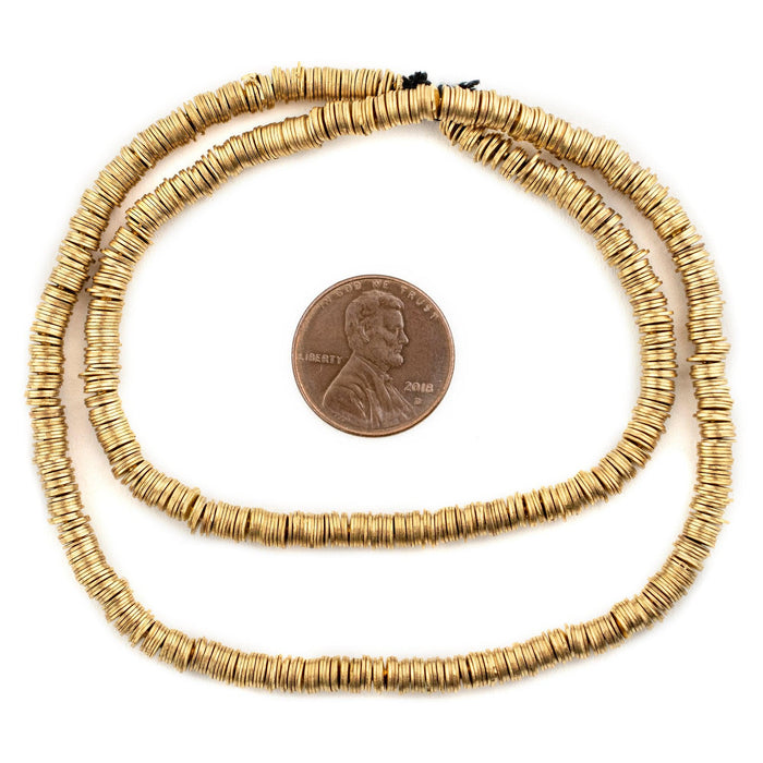 Gold Flat Disk Beads (4mm, 16 Inch Strand) - The Bead Chest