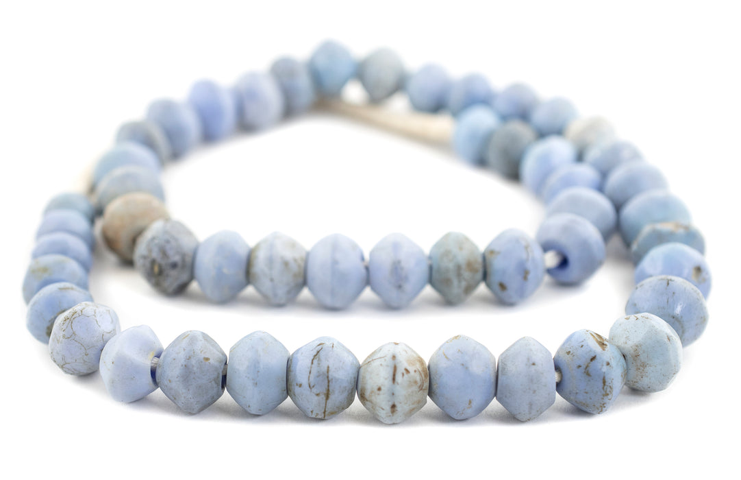 Old Opaque Light Blue Faceted Mali Vaseline Beads - The Bead Chest