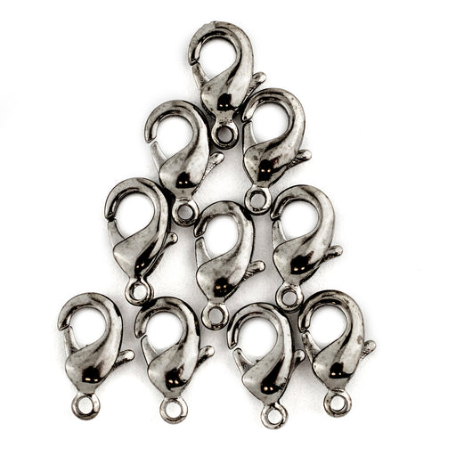 Gunmetal Black Lobster Clasps (9.5mm, Set of 10) - The Bead Chest