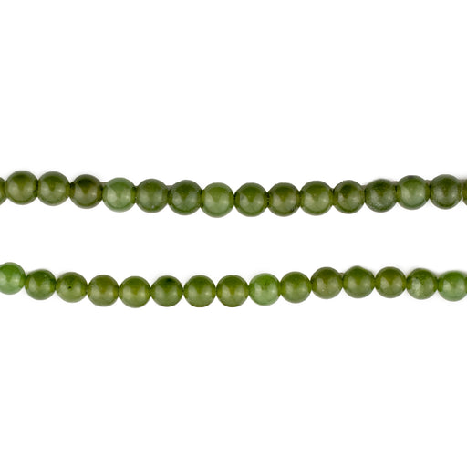 Round Green Nephrite Jade Beads (4mm) - The Bead Chest