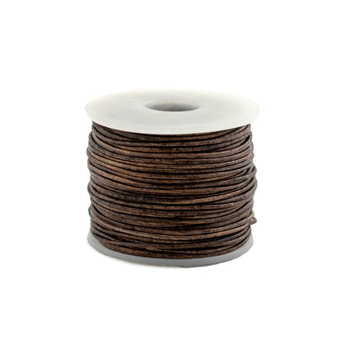 0.8mm Grey Distressed Round Leather Cord (75ft) - The Bead Chest