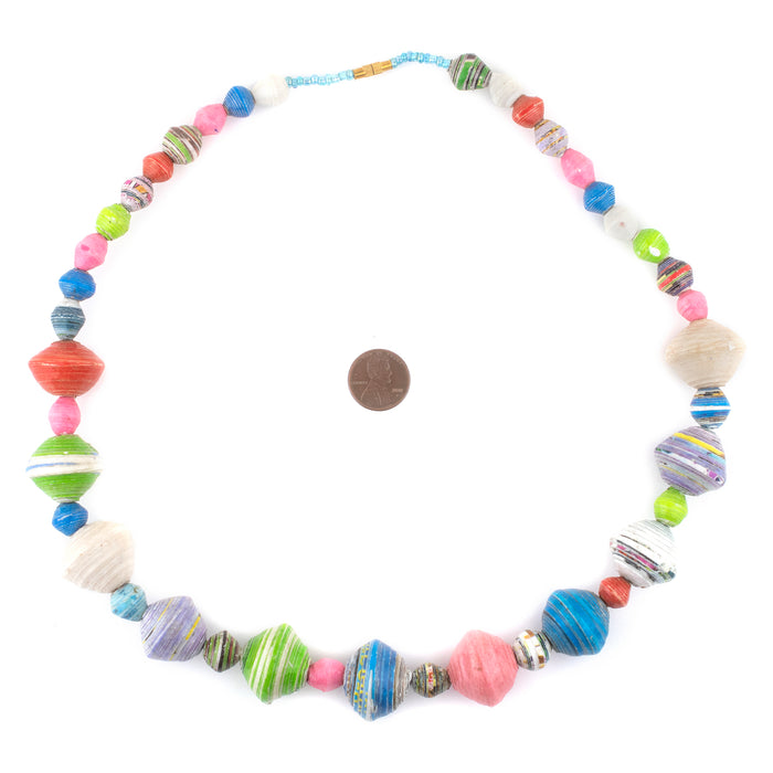 Light Medley Multicolor Recycled Paper Beads from Uganda (Large) - The Bead Chest